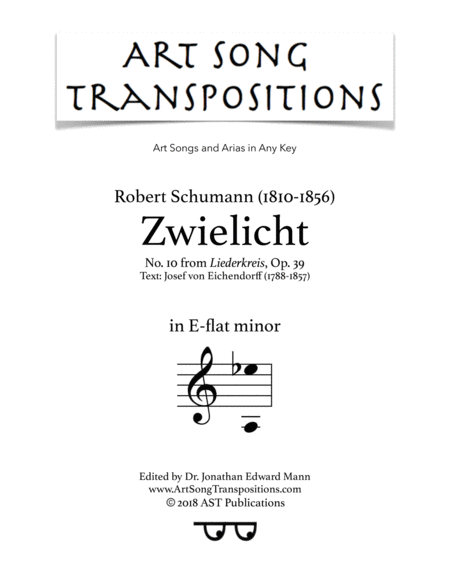 Zwielicht Op 39 No 10 E Flat Minor Sheet Music