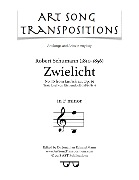 Zwielicht Op 39 No 10 F Minor Sheet Music