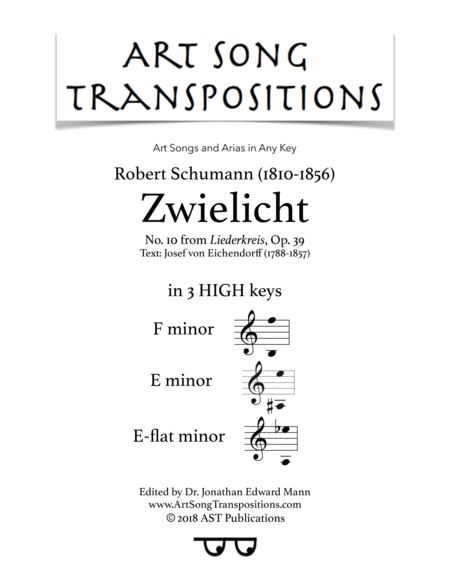 Free Sheet Music Zwielicht Op 39 No 10 In 3 High Keys F E E Flat Minor