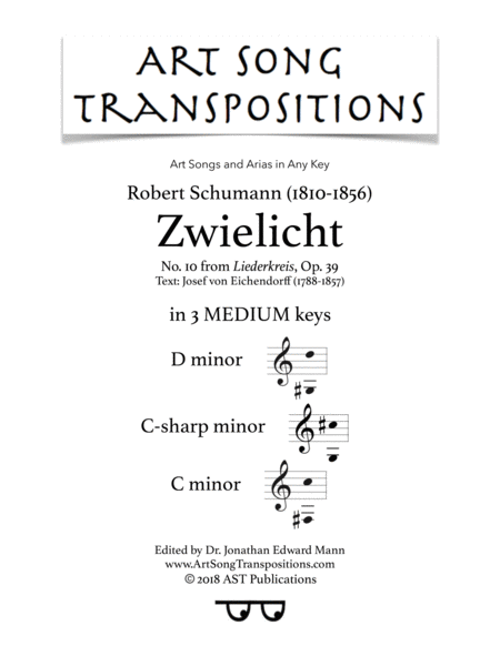 Zwielicht Op 39 No 10 In 3 Medium Keys D C Sharp C Minor Sheet Music