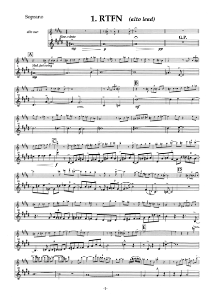 Free Sheet Music Zzonata For Saxophone Quartet Parts