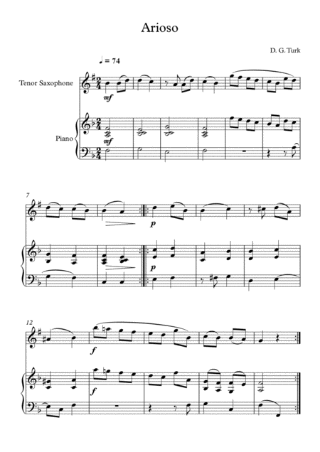 10 Easy Classical Pieces For Tenor Saxophone Piano Vol 7 Page 2