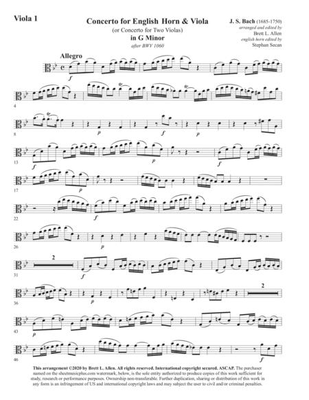 1060f Jsbach Concerto For English Horn And Viola In G Minor Tutti Viola 1 Part Page 2