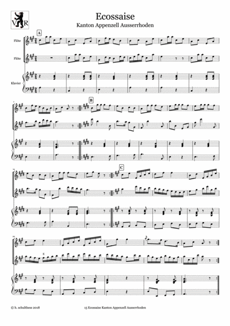 15 Swiss Folk Tune For Two Flutes And Piano Ecossaise Canton Appenzell Ausserrhoden Page 2