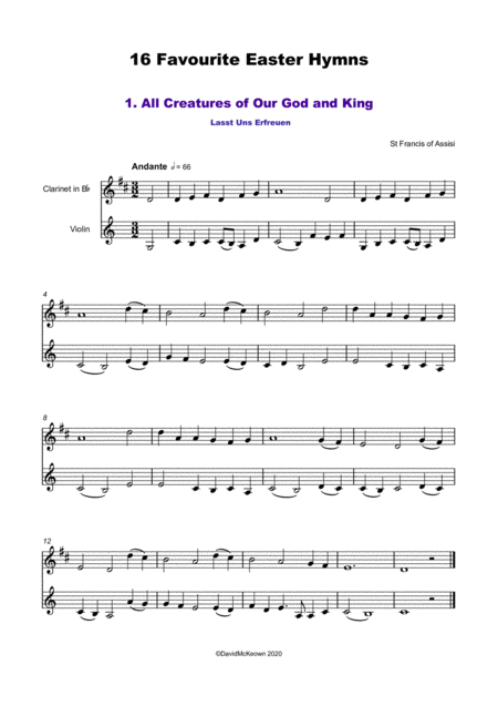 16 Favourite Easter Hymns For Clarinet And Violin Duet Page 2