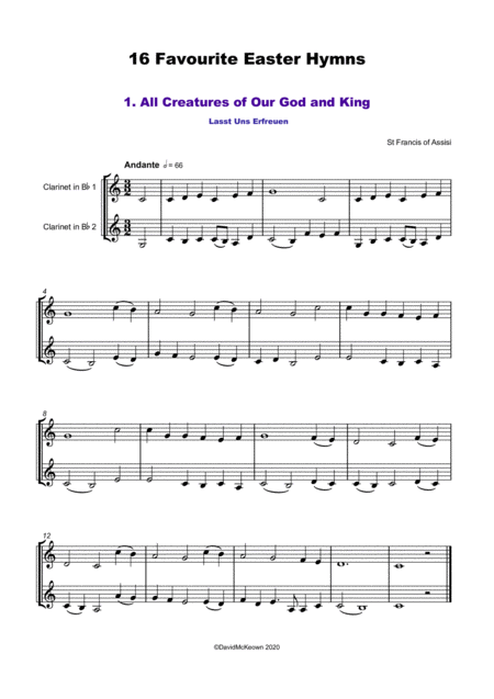 16 Favourite Easter Hymns For Clarinet Duet Page 2