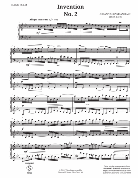 2 Part Invention No 2 In C Minor By Js Bach Bwv 773 For Solo Piano Page 2