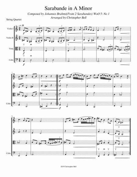 2 Sarabandes Johannes Brahms String Quartet Page 2