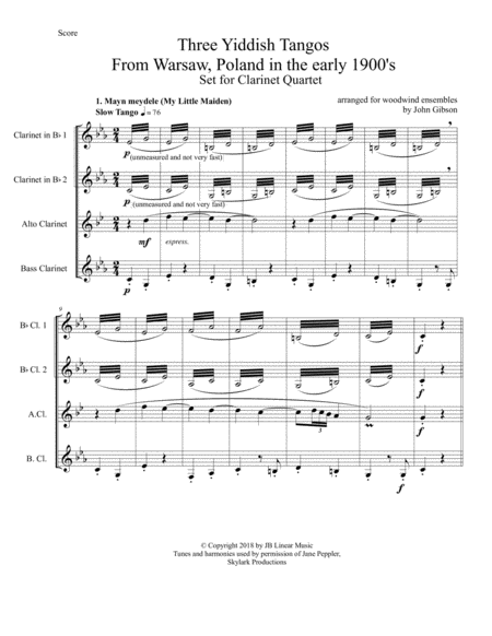 3 Yiddish Tangos For Clarinet Quartet Page 2