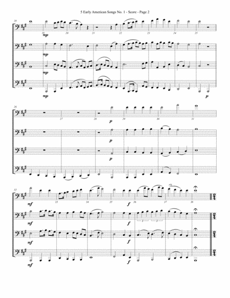 5 Early American Songs No 1 For Trombone Or Low Brass Quartet Page 2