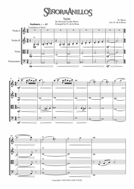 A Lord Of The Rings Suite Howard Shore For String Quartet Full Score And Parts Page 2