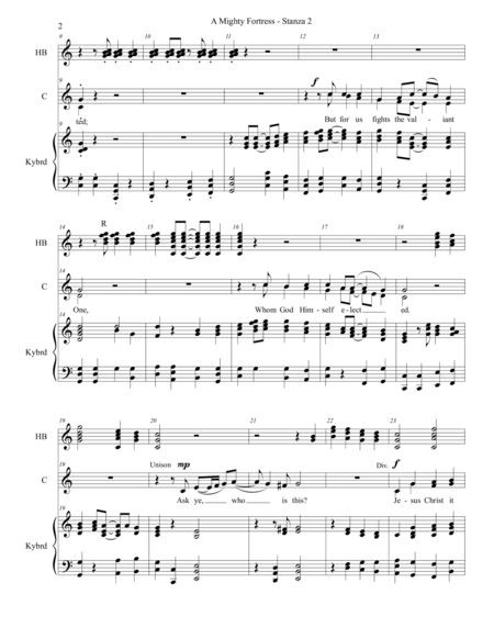 A Mighty Fortress Hymn Stanza 2 Unison Or 2 Part Choir Handbells And Keyboard Page 2