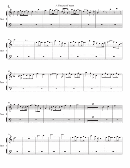 A Thousand Years Easy Key Of C Piano Page 2