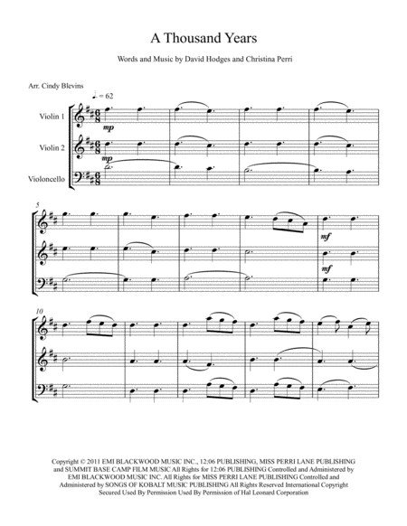 A Thousand Years For Two Violins And Cello Page 2