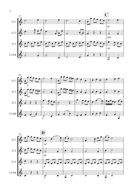 Adagio From Mozarts Clarinet Concerto For Clarinet Quartet Page 2