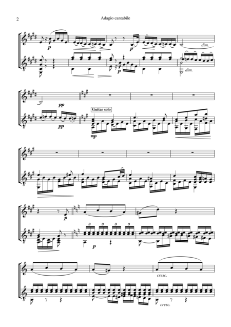 Adagio From Pathetique For Violin And Guitar Page 2