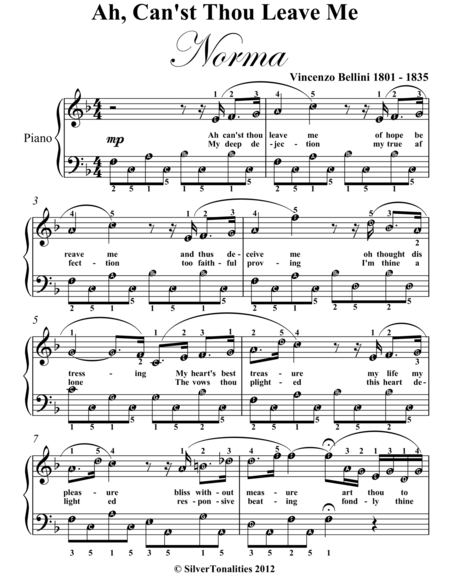 Ah Can St Thou Leave Me Norma Easy Piano Sheet Music Page 2