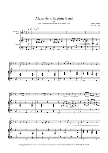 Alexanders Ragtime Band For Solo Trombone Euphonium In Bb And Piano Page 2