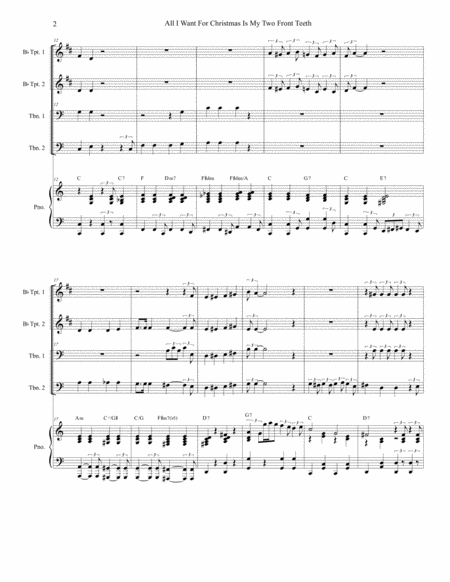 All I Want For Christmas Is My Two Front Teeth For Brass Quartet And Piano Alternate Version Page 2