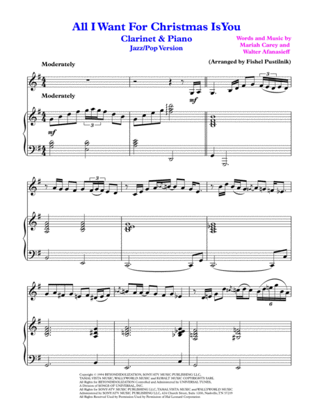 All I Want For Christmas Is You For Clarinet And Piano Video Page 2