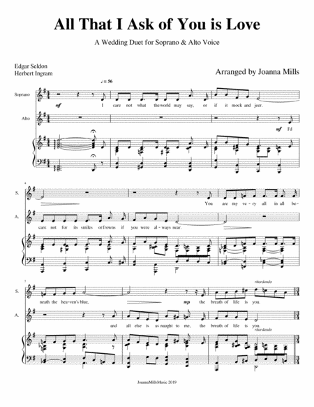 All That I Ask Of You Is Love A Wedding Duet For Soprano Alto Voice Page 2