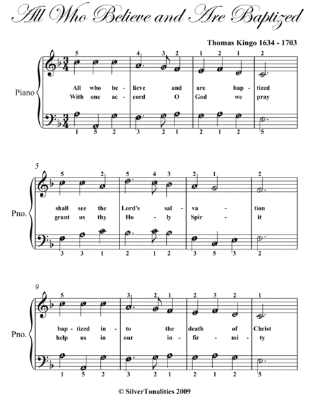 All Who Believe And Are Baptized Easy Piano Sheet Music Page 2