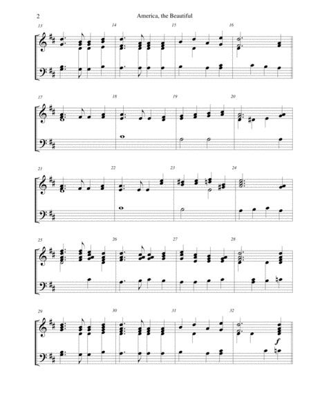 America The Beautiful For 2 Octave Handbell Choir Page 2