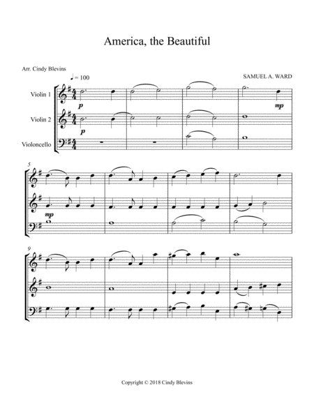 America The Beautiful For Two Violins And Cello Page 2