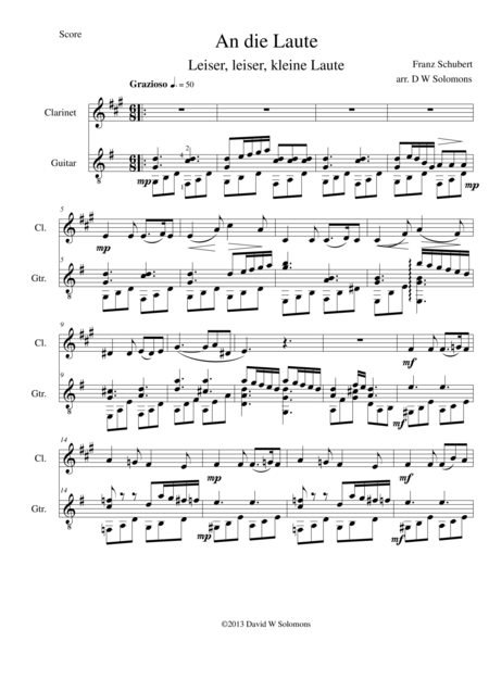 An Die Laute For Clarinet And Guitar Page 2