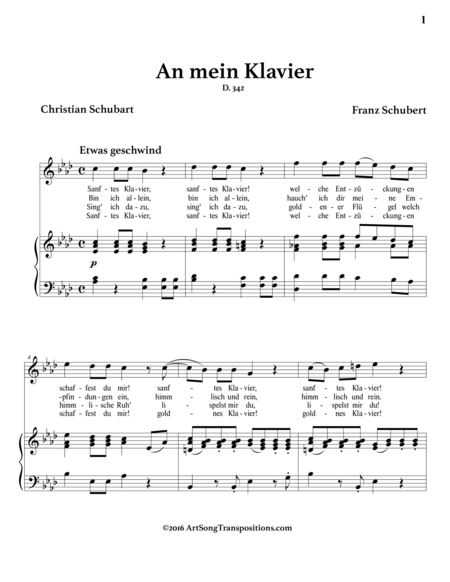 An Mein Klavier D 342 A Flat Major Page 2