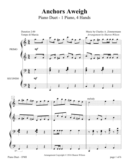 Anchors Aweigh 1 Piano 4 Hands Duet Page 2