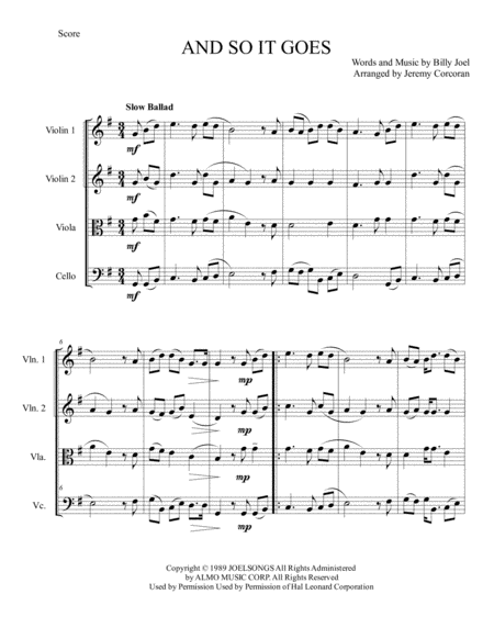 And So It Goes For String Quartet Page 2