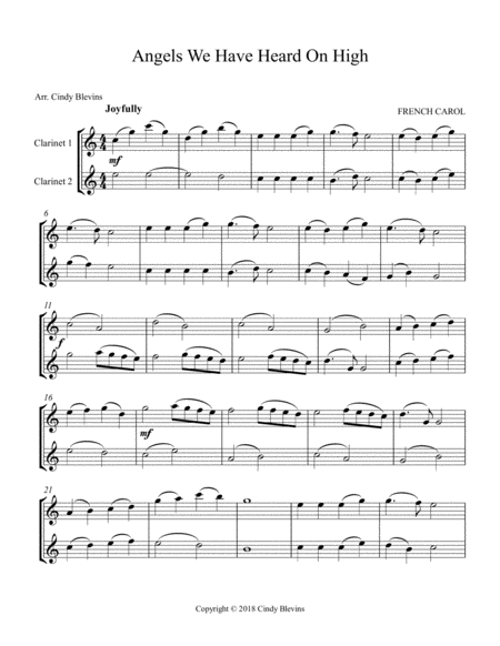 Angels We Have Heard On High For Clarinet Duet Page 2