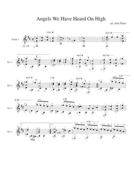 Angels We Have Heard On High For Classical Guitar Quartet Page 2