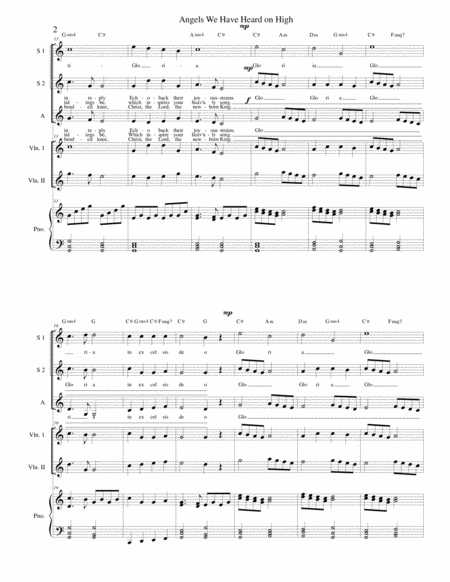 Angels We Have Heard On High Ssa Violin Duet With Piano Page 2