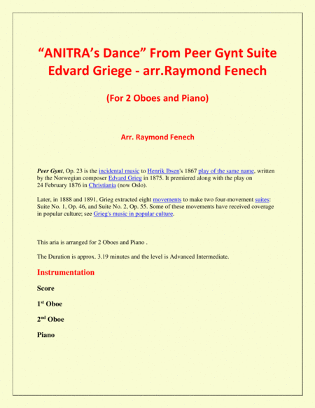 Anitras Dance From Peer Gynt 2 Oboes And Piano Page 2