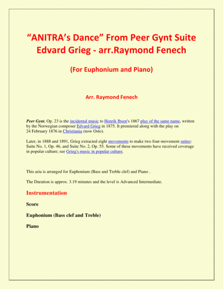 Anitras Dance From Peer Gynt Euphonium And Piano Page 2