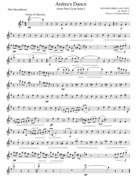 Anitras Dance From Peer Gynt For Saxophone Quartet Page 2