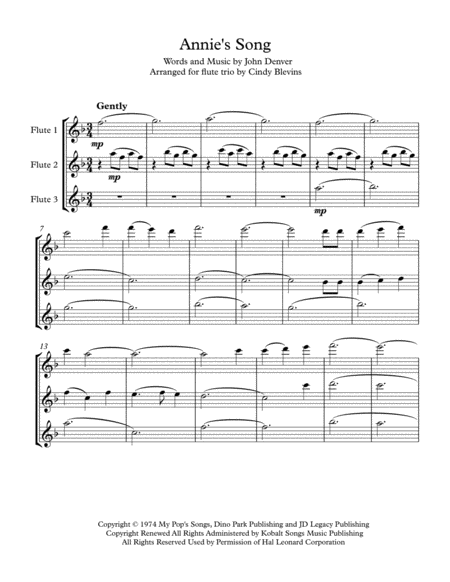 Annies Song Arranged For Flute Trio Page 2