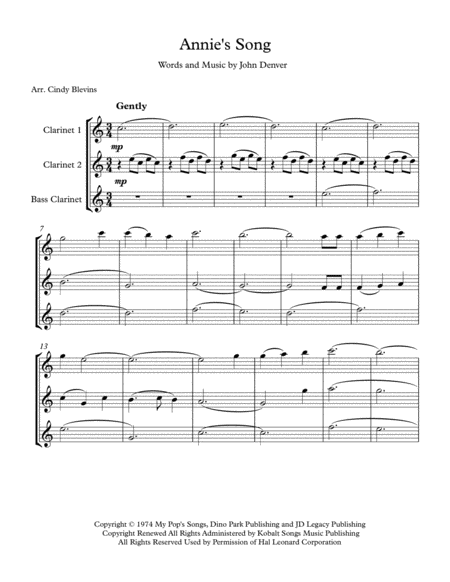 Annies Song For Two Clarinets And Bass Clarinet Page 2