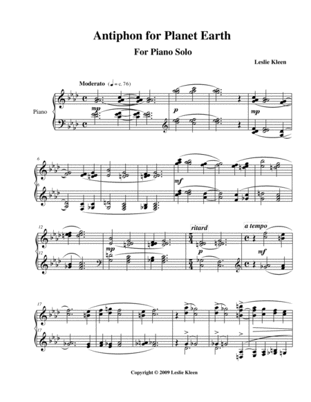 Antiphon For Planet Earth For Piano Solo Page 2