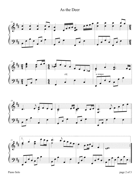 As The Deer Intermediate Sacred Piano Solo Page 2