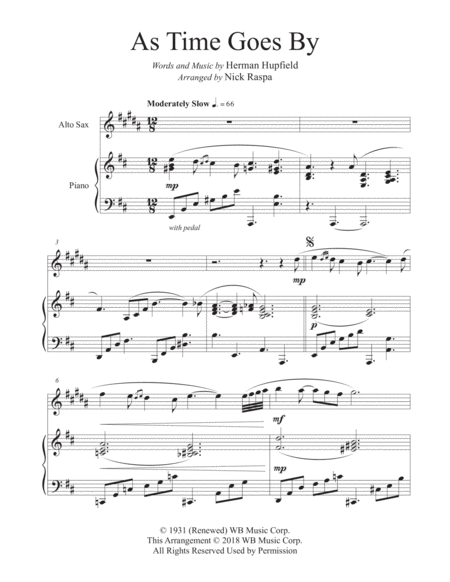 As Time Goes By Alto Sax Piano Advanced Intermediate Page 2