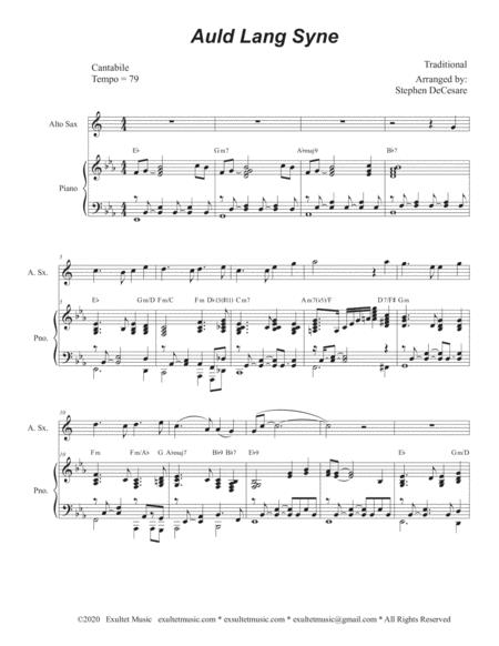 Auld Lang Syne Alto Saxophone And Piano Page 2