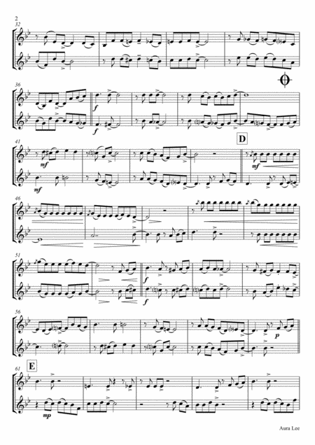 Aura Lee Love Me Tender Elvis Duet Trumpet Page 2