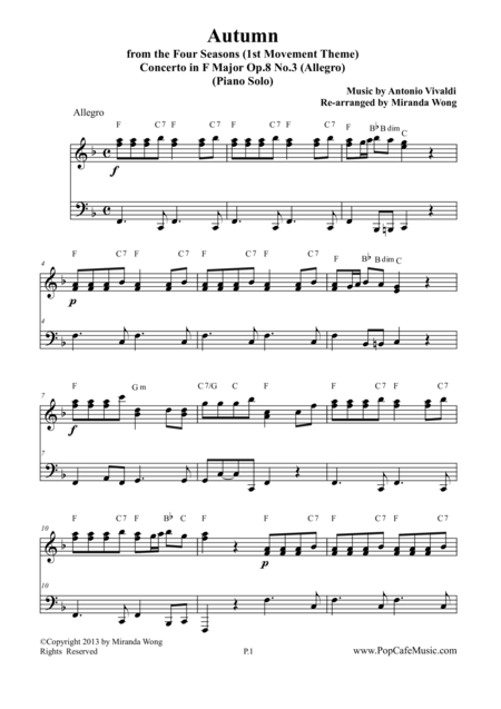 Autumn From The Four Seasons Original F Key For Piano Solo Page 2