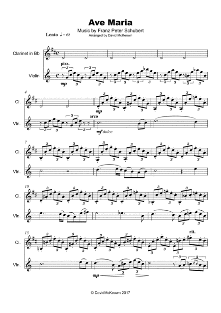 Ave Maria By Franz Schubert Clarinet And Violin Duet Page 2