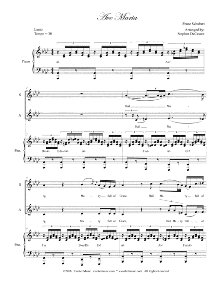 Ave Maria For 2 Part Choir Sa English Lyrics Medium Key Piano Accompaniment Page 2