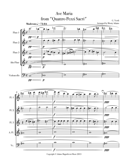 Ave Maria From Quattro Pezzi Sacri For Flute Choir Page 2