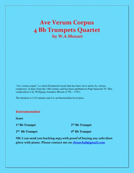 Ave Verum Corpus 4 Bb Trumpets Quartet Intermediate Level Page 2